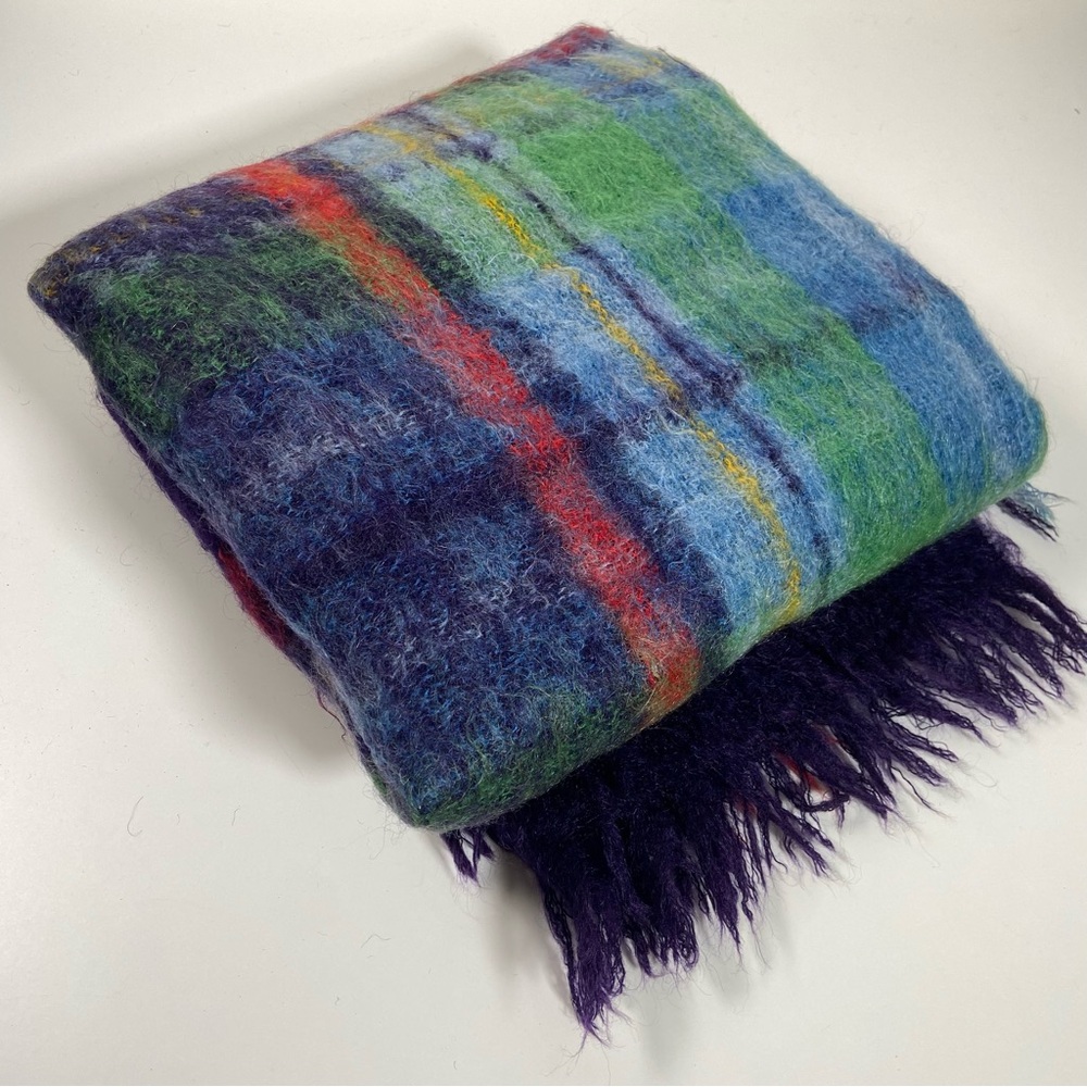 Colorful Vintage Mohair Blanket